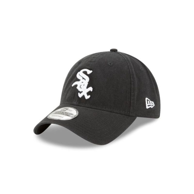 Black Chicago White Sox Hat - New Era MLB Core Classic 9TWENTY Adjustable Caps USA7409531